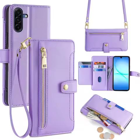 Zipper Wallet Phone Case for Samsung Galaxy A17 A07 A56 A36 A26 A16 Galaxy S25 Ultra Samsung S25 FE