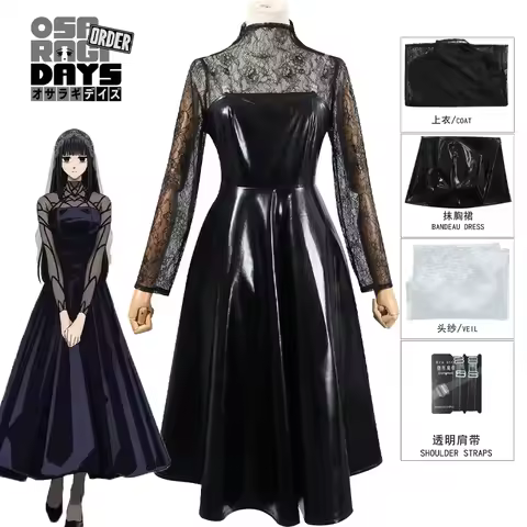 Anime Sakamoto Days Osaragi Cosplay Costume Black Dress Veil Full Set Halloween Party Roleplay Girl 