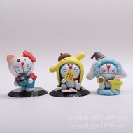 6 jenis model mainan kucing robot Doraemon, patung-patung, figur gashapon, dan barang hiasan.