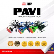 EXP Pavi Jump Frog Snakehead Fishing Lure Woodmade Umpan casting haruan toman katak tiruan umpan palsu lure bait