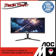 AOC CU34G3S 34" WQHD VA CURVE 165HZ GAMING MONITOR