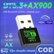 E-WOITD Ax900 Wifi 6 USB Bluetooth 5.3 Adapter 2in1 Dongle Dual Band 2.4G 5GHz USB Wifi mạng không d