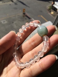 Angel's tears翠色-天然緬甸飄花翡翠路路通 水沫子圓珠設計手串