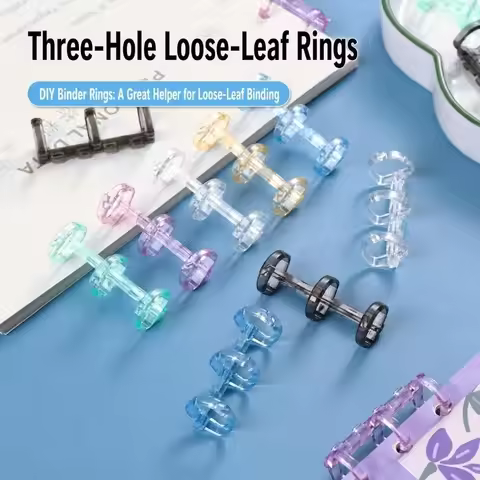 Plastic 3 Holes Binder Rings Transparent 3-holes Book Binding Rings Detachable Transparent Binder Ri