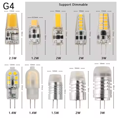 5-50pcs High Light LED G4 MINI AC DC 12V 24V Low Power 1.2W 1.4W 1.5W 2W 3W Efficiency Strobe for Cr