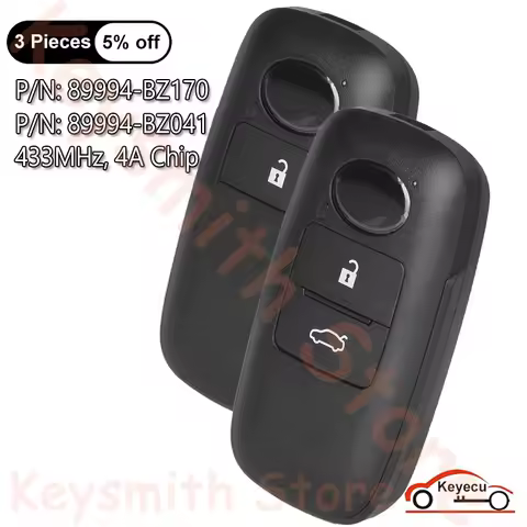 KEYECU 2 3 4 Buttons 433MHz 4A Chip for Toyota Raize Rocky Auto Smart Remote Control Key Fob Replace
