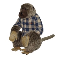 Monmoniya Baboon stuffed doll blue checkered shirt
