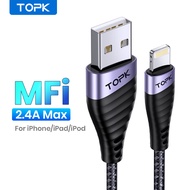 TOPK MFi Certified Lightning Cable 6.6ft iPhone Charger Cable Nylon Braided USB Fast Charging Cable for iPhone 13 12 11 Pro Max Xr X 8 7 6 Plus iPad and More