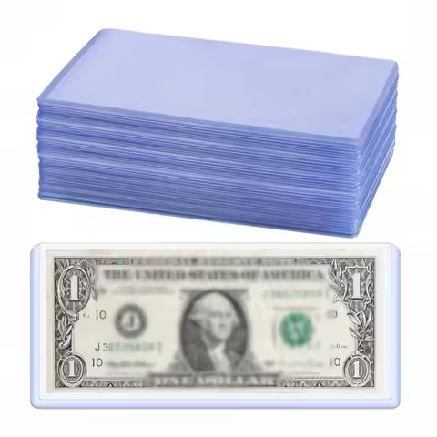 Bill Currency PVC Clear Hard Plastic Sleeve Clip Paper Money Notes Bills Holder for Collection Prote
