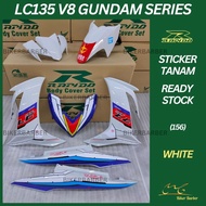 RAPIDO Cover Set Yamaha Lc135 V8 Gundam Series (156) White Body Coverset (Sticker Tanam)