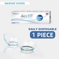 (1 PIECE) Maxvue Airsoft Daily Disposable Loose Piece Clear Lens 1 Day Use Contact Lenses