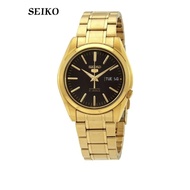 SEIKO 5 AUTOMATIC See- thru Back Black Dial Gold- Tone Stainless steel Bracelet Gents Watch SNKL50K1