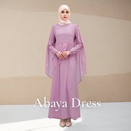 Yeleedon Laca Jubah Baju KEBARUNG Moden Kurung Labuh Bunga Ironless Pearl Chiffon Robe Elegant Dress