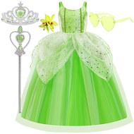 Disney Tinker Bell Costume Classic Elf Movie Tinker Bell Girls Play Fairy Dress Elf Cosplay Green Su