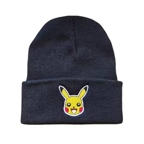 Pokemon Knitted Caps Anime Cute Pikachu Printed Winter Warm Beanies Hat Kids Unisex Outdoor Embroide