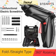 PROUDPEONY 3/15/47PCS Rechargeable Cordless Impact Drill, Portable Power Tool Screw Removal 3.6v Ele
