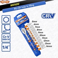 5-14mm 1/4 automatic socket set" 12 Piece WADFOW WST4212, CR-V steel industrial 1/4 inch socket set,