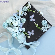 MAOYE DIY Flowers Graduation Cap, Doctor Adjustable Academic Hat with Tassels, Durable Charm Ornamen