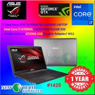 #1425 Used Asus ROG i7-6700HQ 8GB 512GB SSD Nvidia Geforce GTX960 2GB Win11 Gaming Laptop 1 Year Warranty