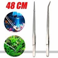 48cm Stainless Steel Long Tweezer Aquarium Tool Water Plant Tweezers Straight Elbow Curved