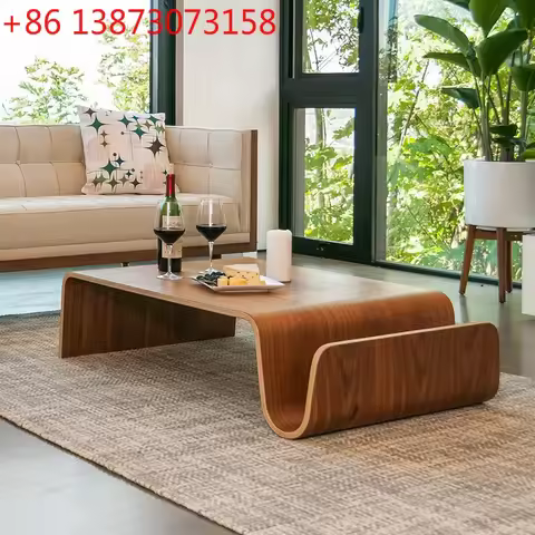 Designer Scando Table Large curved wood coffee table Simple modern creative living room coffee table