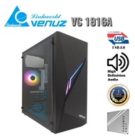 VENUZ Acrylic Side ATX Computer Case VC 191ุ6A with RGB LED Lighting &amp; 120mm Rainbow RGB Fan – Black