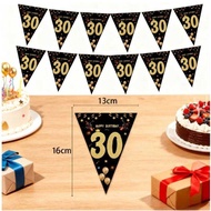 18 21 30 40 50 60 70 80th Birthday Party Decoration Classic Black Flag Banner Pennant