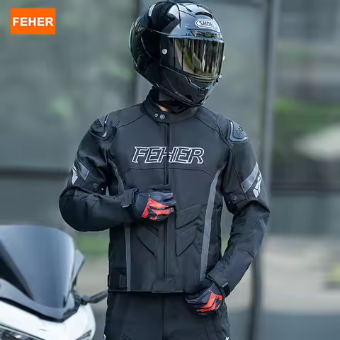 FEHER Motorcycle Jacket Man 2 Layers All Season Removable Liner Breathable and Keep Warm Windproof W