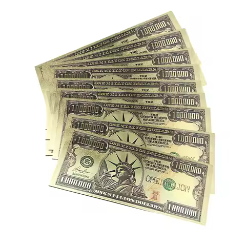 10PCS/Set One Million US Dollars Gold Foil Golden USD Plastic Playing Money Replica Banknotes Props 