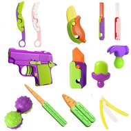 Influencer Tik Tok Same Style Carrot Knife 3d Gravity Decompression Decompression Butterfly Knife Carrot Gun Hammer Series Toy Set