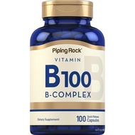 Piping Rock Vitamin B-100 Complex | 100 Capsules | Vitamins B12, B1, B2, B6 | Non-GMO, Gluten Free S
