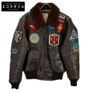 Avirex 6181013 棕色 G-1 飛行員 Top Gun 皮夾克，L 碼 [二手]