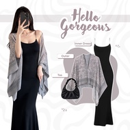 1 Set of the Latest Trendy Beach Outfits [Arwen Outer + Inner Dress + Bag] Suit Wanita - AS292N