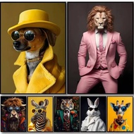 Eclectic Fashion Animal Portrait Canvas Painting Art Home Wall Decor Canvas Poster