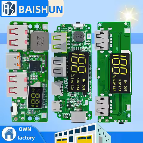 5V 2.4A Dual USB-A Power Bank Module – Micro USB Type-C Input for 18650/18500 Li-Ion Batteries Over-