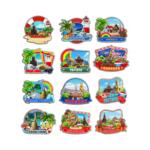 Decorative Magnets for Hua Hin Krabi Pattaya Chiang Mai Phuket Bangkok Thailand City Landmark 3D Woo
