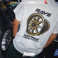Attitude ATTITUDE Japan JDM style modified RAYS wheel CE28N TE37 cotton round neck short-sleeved T-s