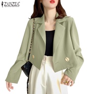 ZANZEA Women Korean Fashion Short style Long Sleeve Flip Collar Blazer