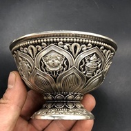 Antique Silver-plated Eight Treasure Bowl Magic Bowl Water Purification Cup Home Craft Ornaments Hom