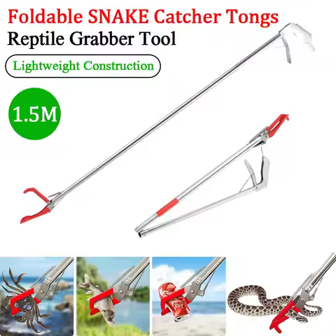 1.5m Foldable Snake Tongs Stick Easy Reach Pick Up Tool Foldable Loach Crab Garbage Clip Reptile Gra