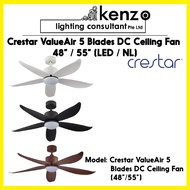 Crestar ValueAir 5Blades Ceiling Fan 48' / 55' with LED Light &amp; Remote Control