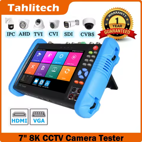 Portable 7 inch 8K IPC 8MP AHD TVI CVI CCTV Camera Tester CFTV Tester monitor HDMI input 4K 30FPS, H