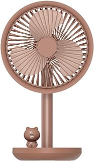 Small Desk Fan Rechargeable Personal 3 Speeds Small Fan Portable USB for Office Table Bedroom Kitchen (Color : Brown)