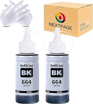 Nextpage T664 664 Ink Black Refill Ink Compatible with Epson T6641 Refill Ink for Epson EcoTank ET-2