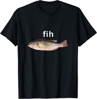 Tshirt Men Cotton [Cod] Short Sleeved T-shirt “Fih” Funny Misspelled Fish Meme Simple Humor Unisex T