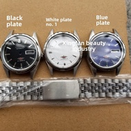8200 Movement All Steel Case Strap Blue White Black Dial Transparent Bottom Back Cover