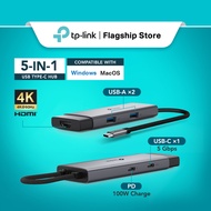 TP-Link UH5020C USB-C Hub 5-in-1 to HDMI 4K@60Hz Ethernet PD USB 3.0 Ports Adapter for Desktop Lapto