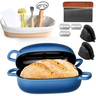 Dutch Oven for Bread Baking - 2.5QT Bread Pans for Homemade Bread Cast Iron Bread Pan With Banneton 