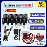 jalur rintangan Resistance Band Set MAX 250lbs / 150lbs Gym 11pcs Set Home Exercise Bands workout Yo
