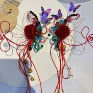 New Year Style Red Hair Accessories Hair Clips Ancient Style Hanfu Headdress Hairpin Accessories Chi